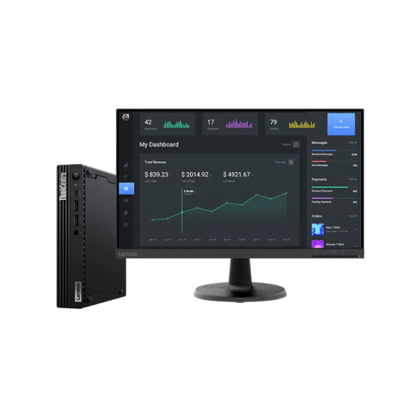 PC LENOVO ThinkCentre Tiny M70Q Gen 4 12E4S4DJ00, Monitor 23.8" C24-40, Intel Core I3 13100T, SSD 512GB, DDR4 8GB,gtia 12 meses