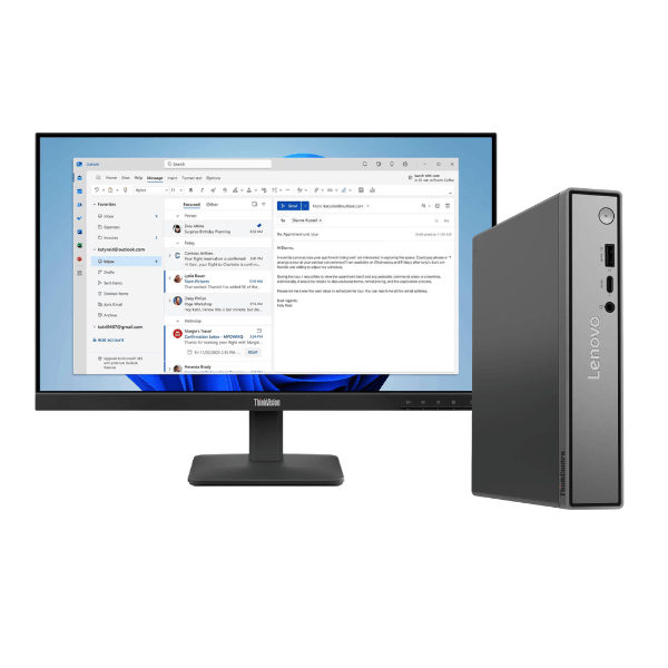 PC LENOVO ThinkCentre Tiny Neo 55Q Gen 6 13GU0004LD, Monitor 23.8" S24-4e, AMD Ryzen AI 5 330, SSD 512B, DDR5 16GB,