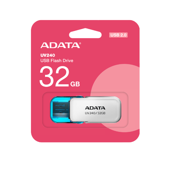 MEMORIA USB 32GB ADATA 2,0 Tapa Abatible AUV240-32G-RWH Blanca